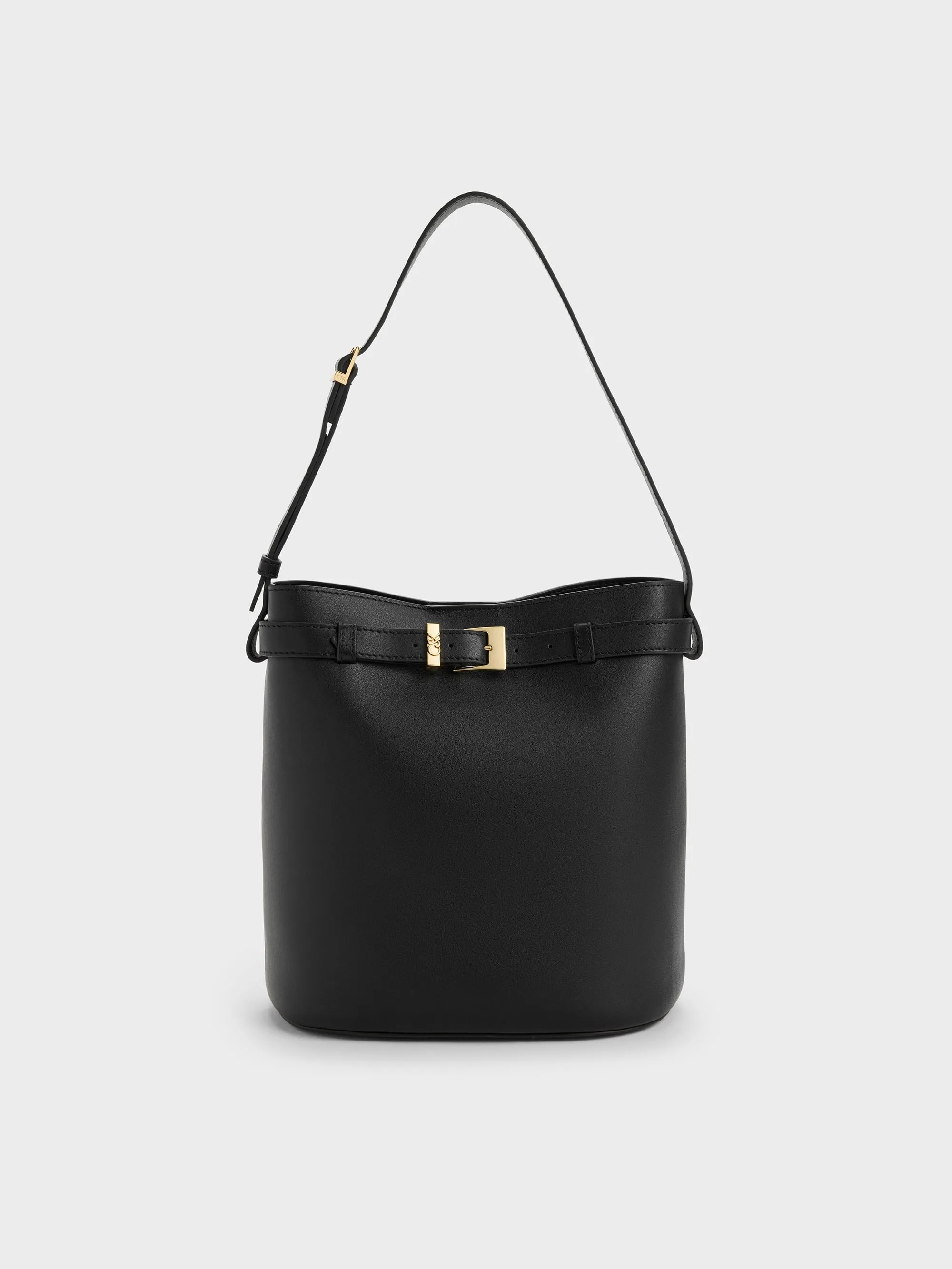 CHARLES & KEITH - Jody Leather Belted Bucket Bag sold by Charles & Keith
