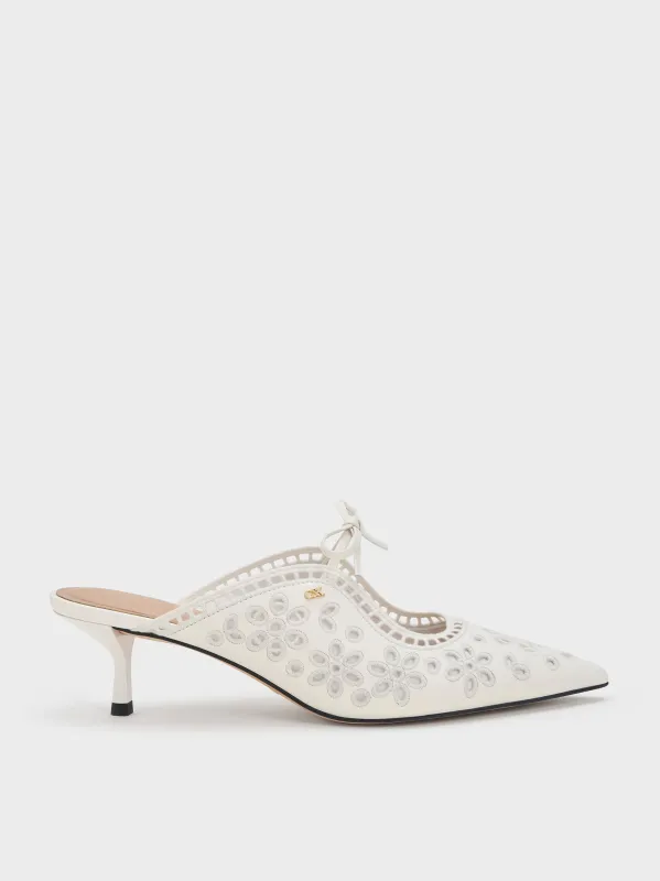 Charles & Keith - Leather Embroidered Heeled Mules made by Charles & Keith