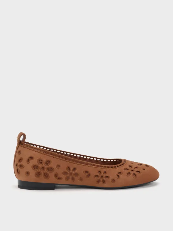Charles & Keith - Leather Embroidered Ballet Flats made by Charles & Keith