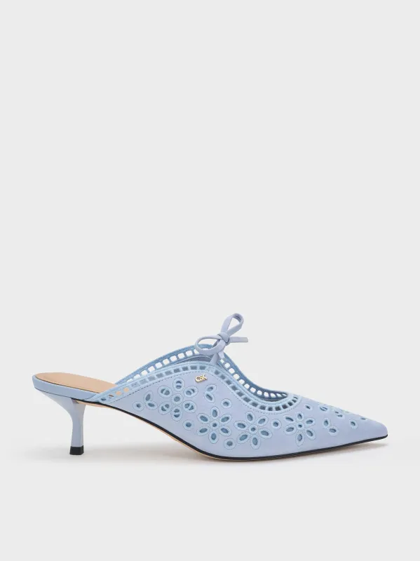 Charles & Keith - Leather Embroidered Heeled Mules made by Charles & Keith