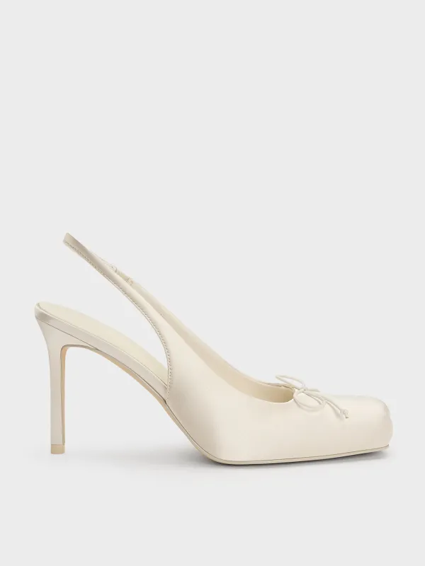 Charles & Keith - Satin Ruched Stiletto Slingback Pumps made by Charles & Keith