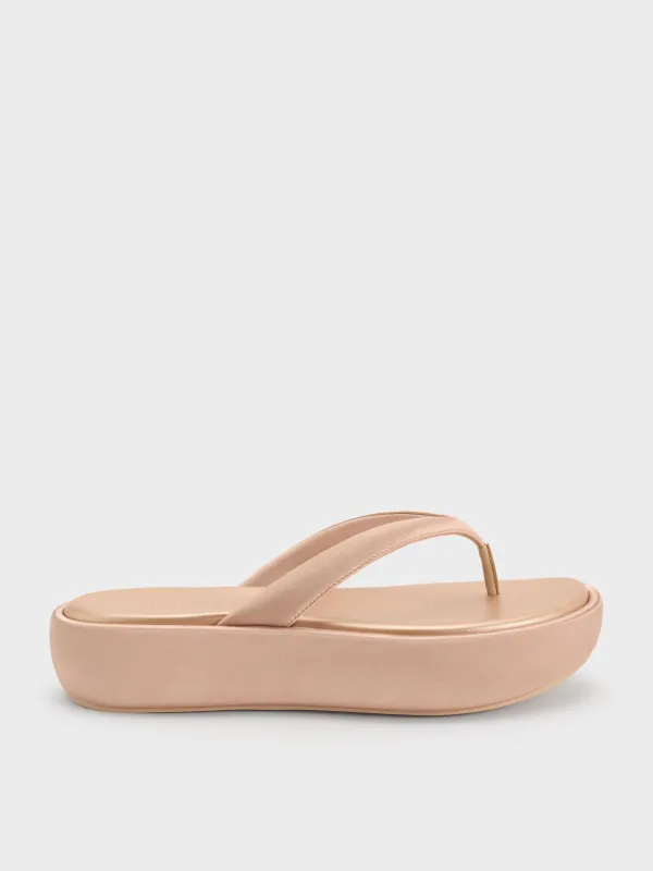 Charles & Keith - Satin Thong Flatform Sandals made by Charles & Keith