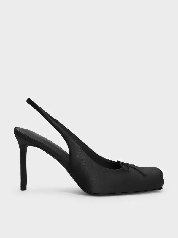 Charles & Keith - Satin Ruched Stiletto Slingback Pumps made by Charles & Keith