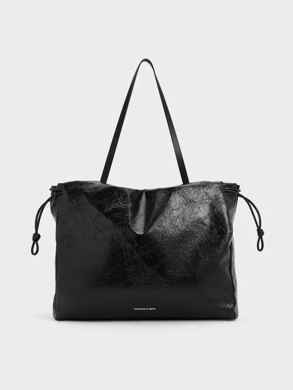 Charles & Keith - Bethel Crinkle-Effect Ruched Drawstring Tote Bag made by Charles & Keith