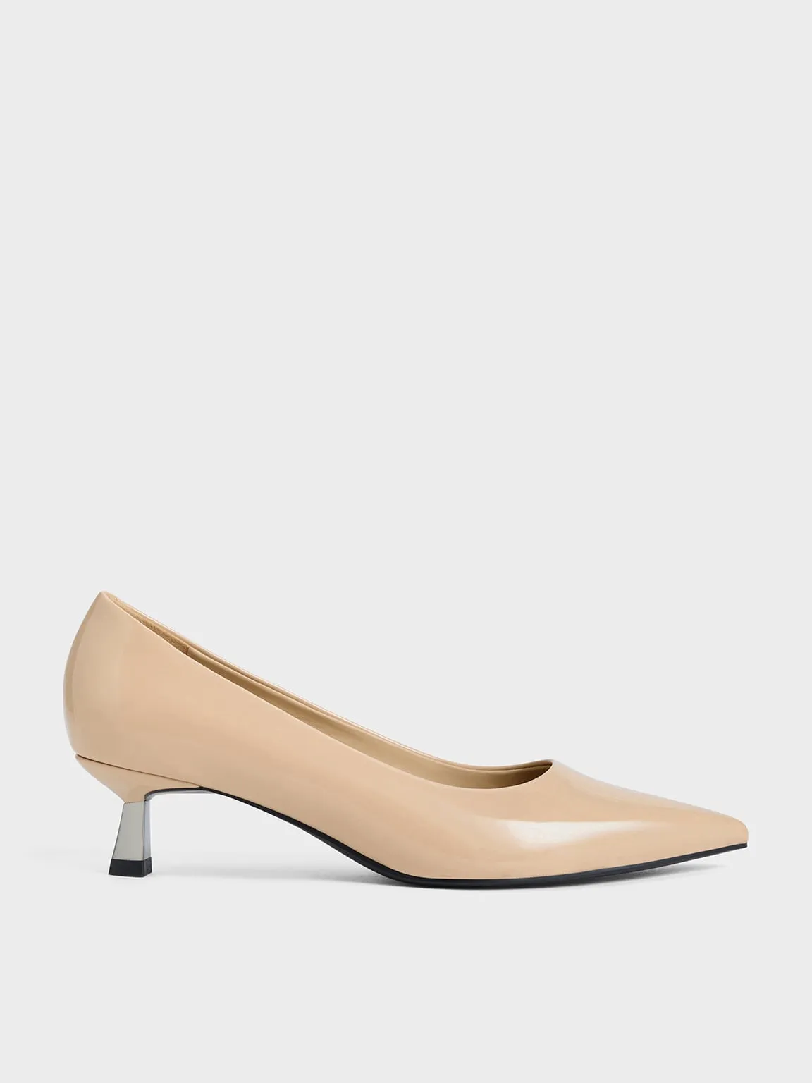 Charles & Keith - Patent Pointed-Toe Kitten-Heel Pumps sold by Charles & Keith