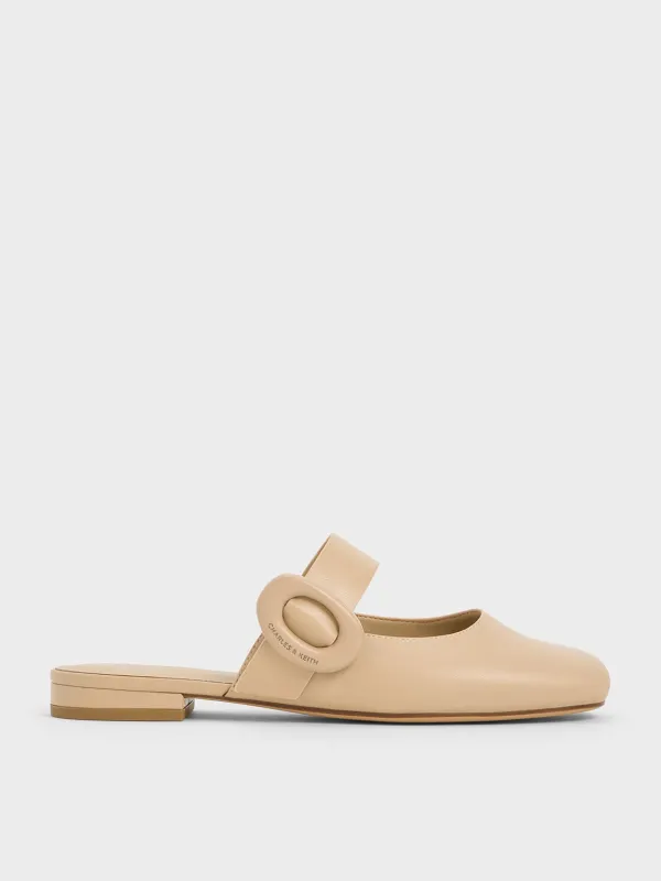 Charles & Keith - Oval-Buckle Flat Mules made by Charles & Keith