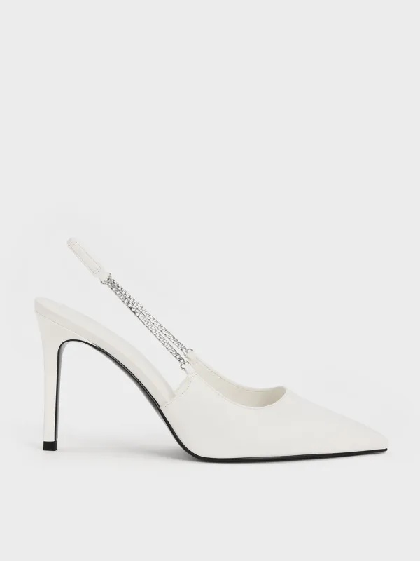Charles & Keith - Chain-Link Pointed-Toe Slingback Pumps made by Charles & Keith