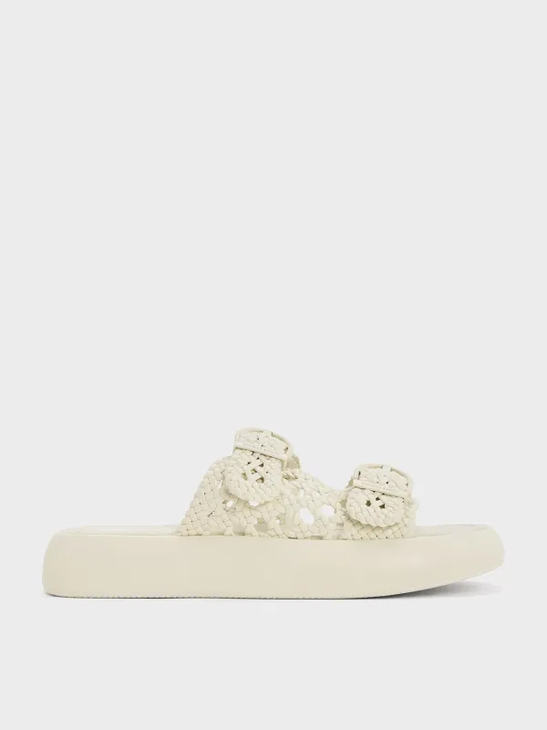 Charles & Keith - Woven Double-Strap Buckled Sandals made by Charles & Keith
