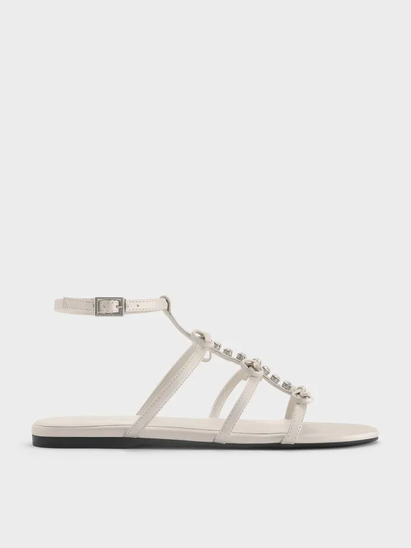 CHARLES & KEITH - Gem-Embellished Bow T-Bar Sandals made by Charles & Keith
