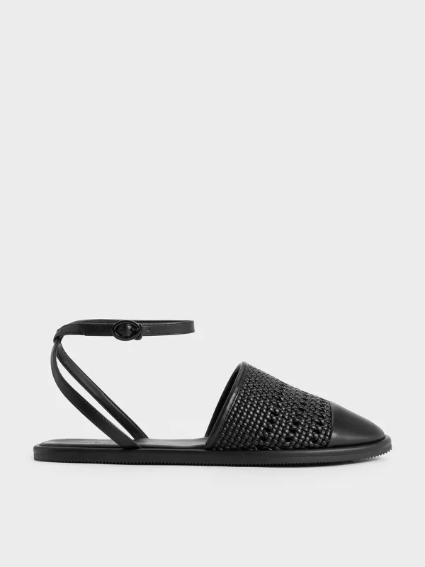 Charles & Keith - Woven Ankle-Strap Flats made by Charles & Keith