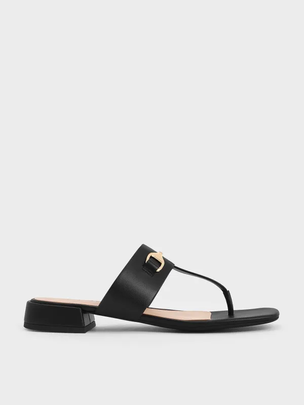 Charles & Keith - Leslie T-Bar Metallic Accent Thong Sandals made by Charles & Keith