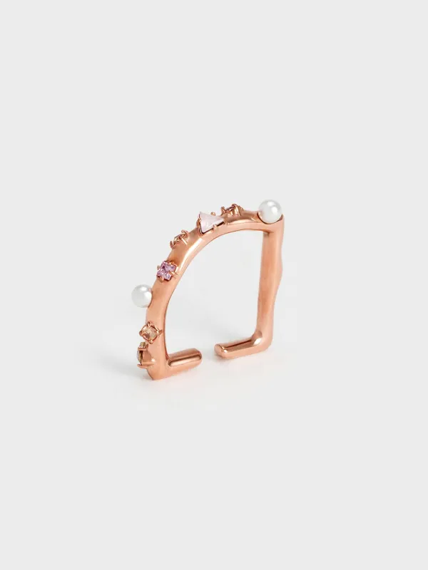Charles & Keith - Pearl & Crystal-Embellished Ring made by Charles & Keith