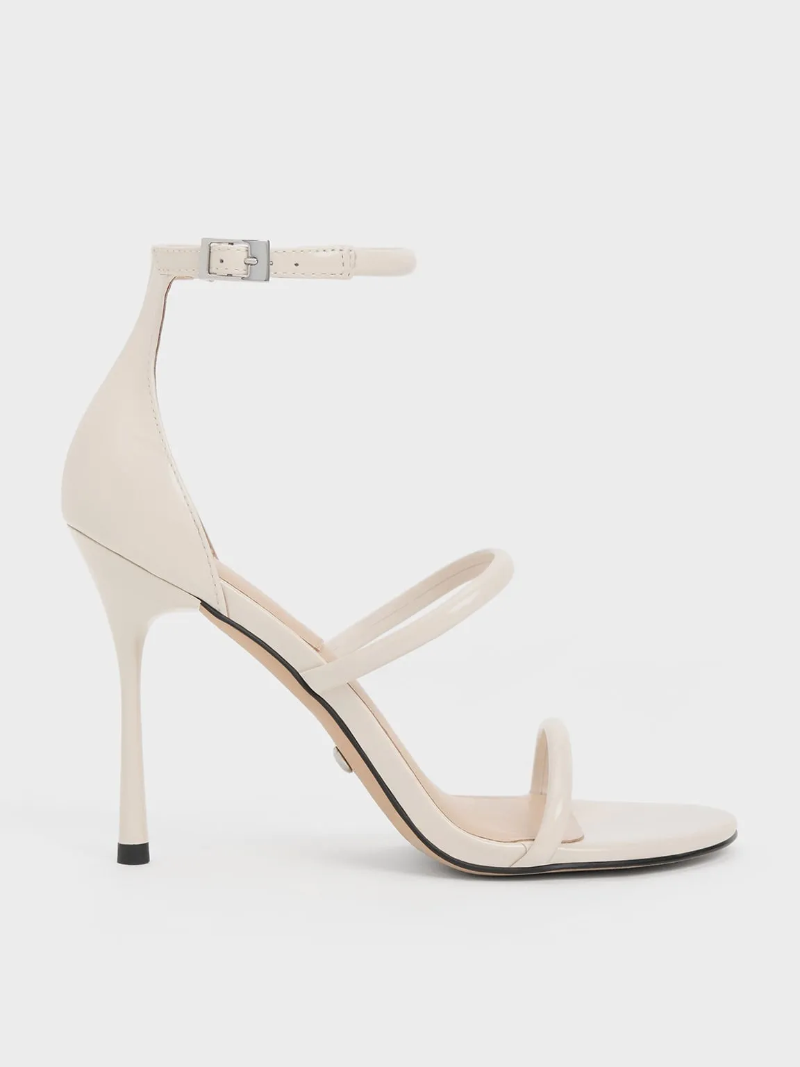 CHARLES & KEITH - Patent Leather Triple Strap Heeled Sandals sold by Charles & Keith