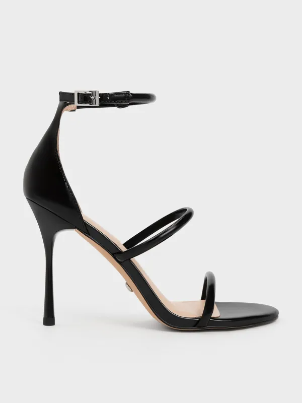 Charles & Keith - Patent Leather Triple Strap Heeled Sandals made by Charles & Keith