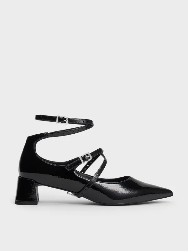 Charles & Keith - Crinkle-Effect Strappy Buckled Pumps made by Charles & Keith
