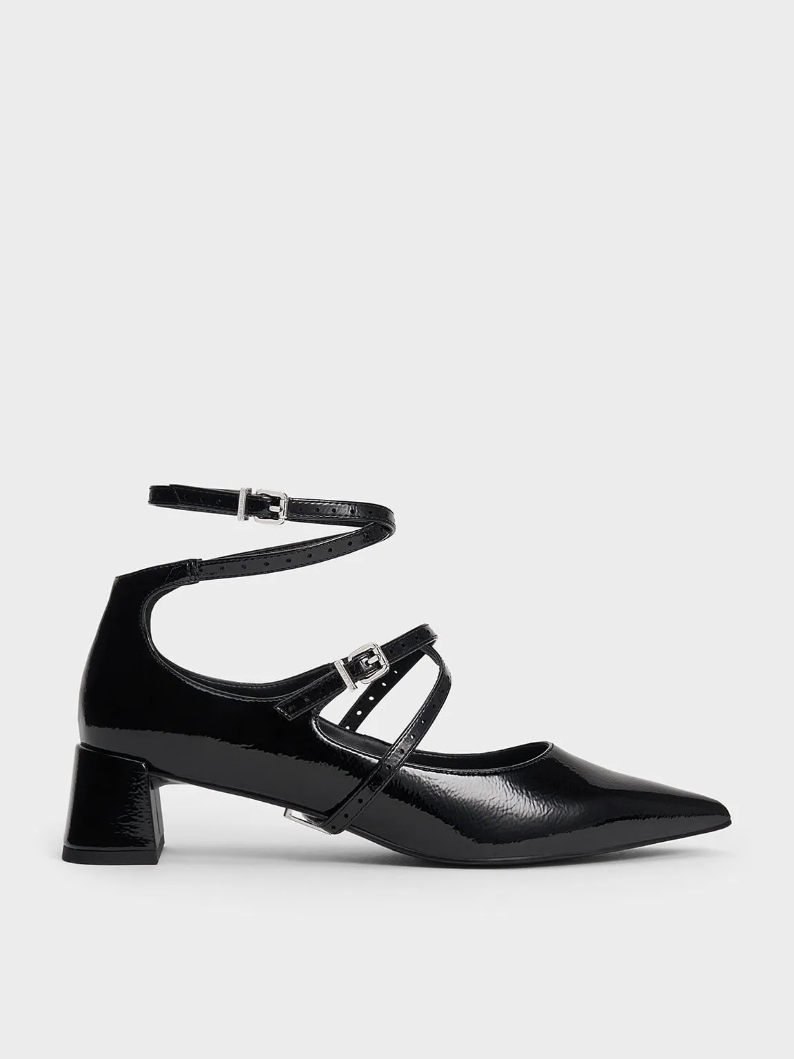 Charles & Keith - Crinkle-Effect Strappy Buckled Pumps sold by Charles & Keith