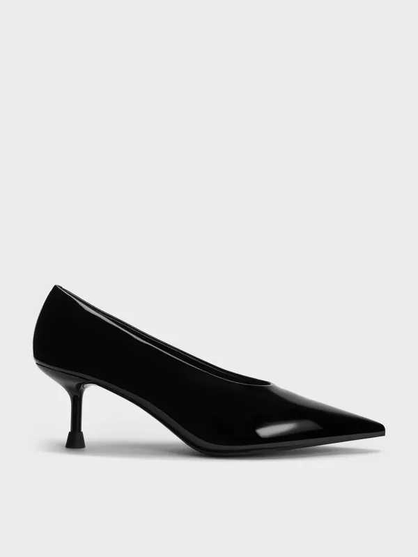 Charles & Keith - Patent Pointed-Toe Kitten-Heel Pumps made by Charles & Keith
