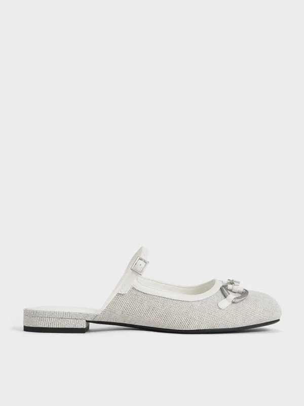 Charles & Keith - Woven Fabric Metallic-Accent Flat Mules made by Charles & Keith