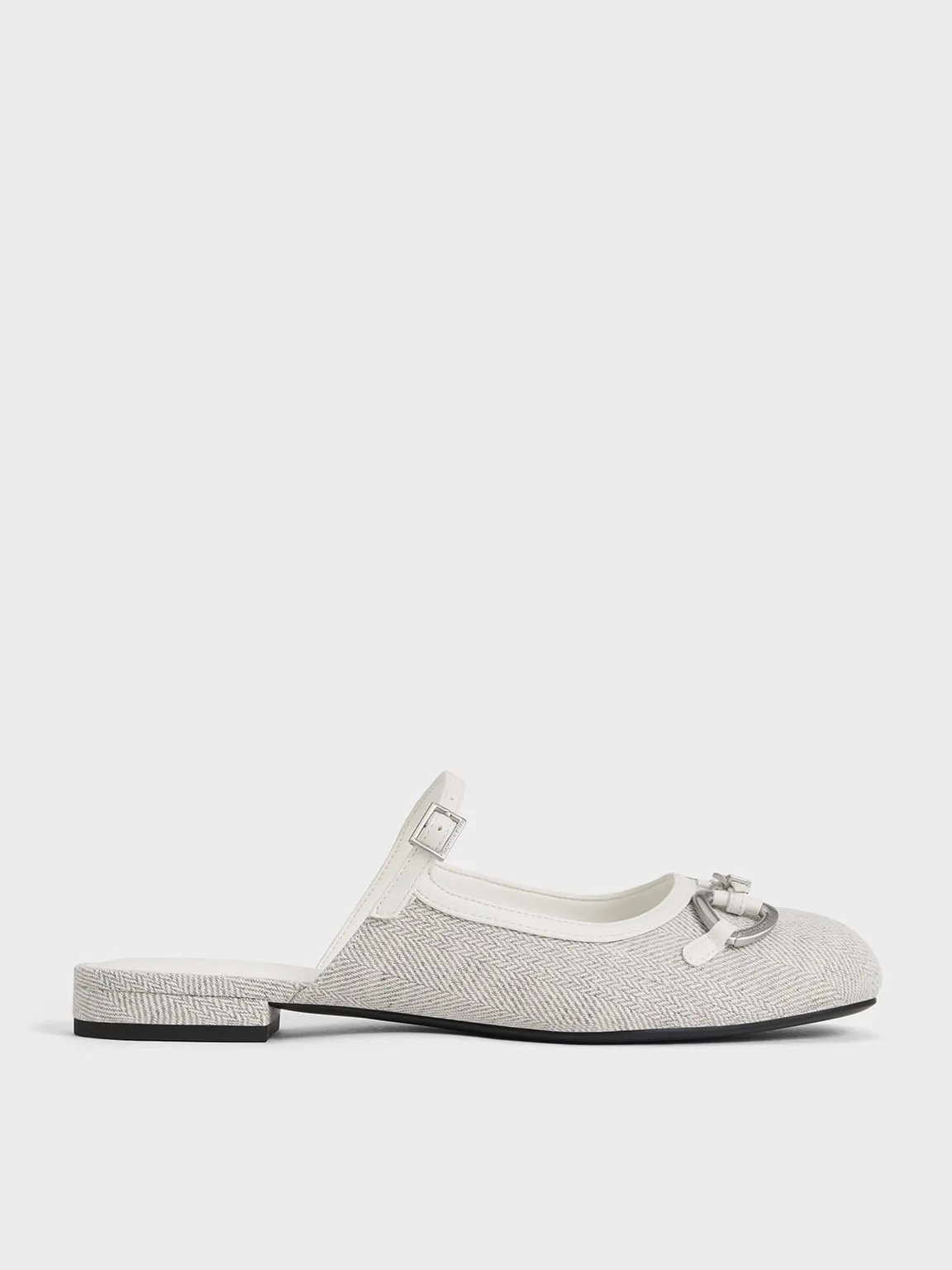 Charles & Keith - Woven Fabric Metallic-Accent Flat Mules sold by Charles & Keith