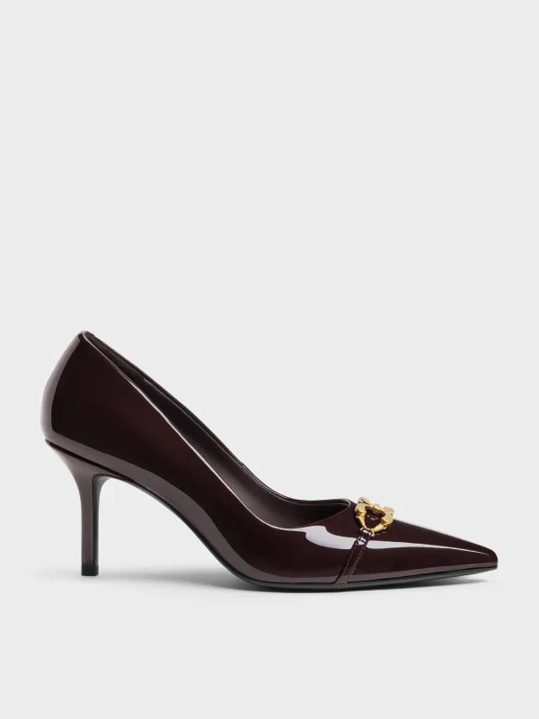 CHARLES & KEITH - Patent Metallic-Buckle Pointed Pumps made by Charles & Keith