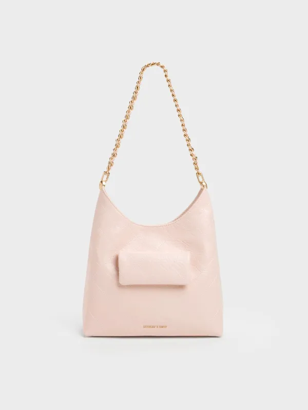 Charles & Keith - Duo Quilted Front-Pocket Chain Hobo Bag made by Charles & Keith