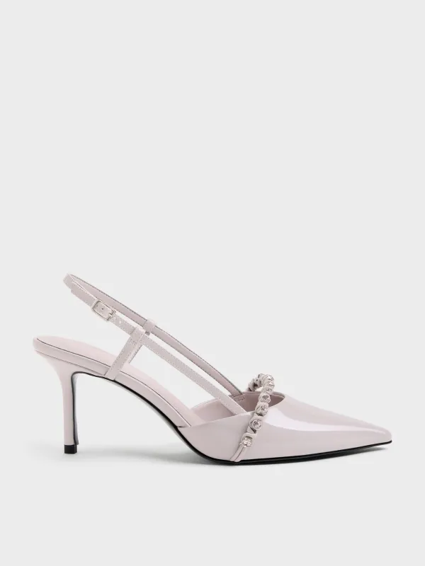 Charles & Keith - Patent Crystal Slingback Pumps made by Charles & Keith