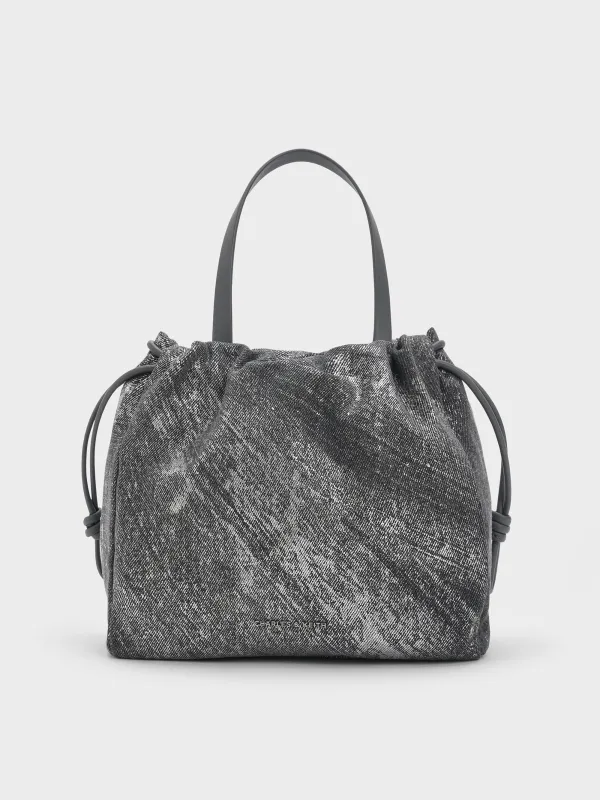 Charles & Keith - Mini Bethel Metallic Denim Tote Bag made by Charles & Keith
