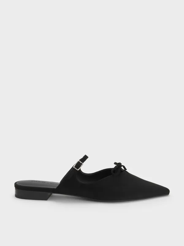 CHARLES & KEITH - Faux Suede Bow Mary Jane Mules made by Charles & Keith