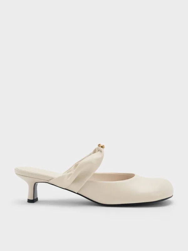 Charles & Keith - Metallic-Accent Twisted-Strap Heeled Mules made by Charles & Keith