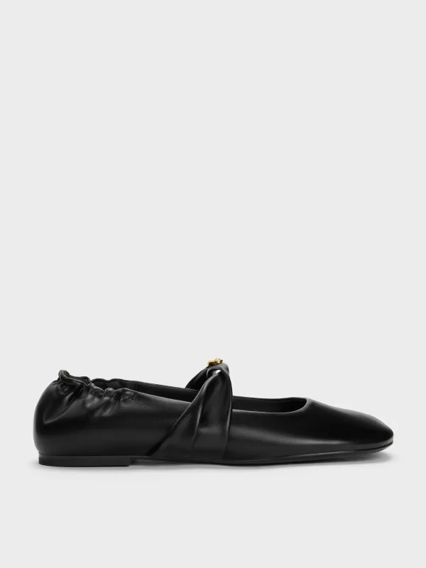 Charles & Keith - Metallic-Accent Twist-Strap Mary Jane Flats made by Charles & Keith