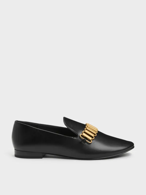 CHARLES & KEITH - Metallic-Accent Loafers made by Charles & Keith