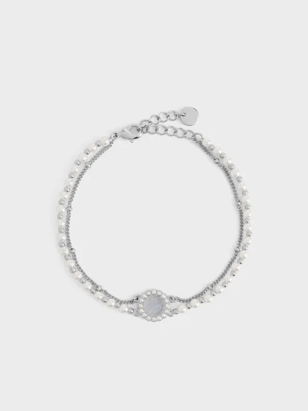 Charles & Keith - Pearl & Gemstone Double-Chain Bracelet made by Charles & Keith