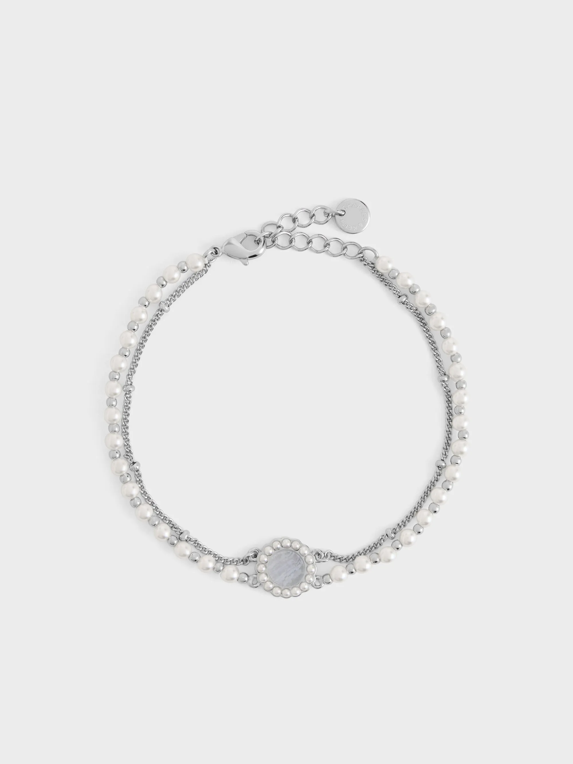Charles & Keith - Pearl & Gemstone Double-Chain Bracelet sold by Charles & Keith