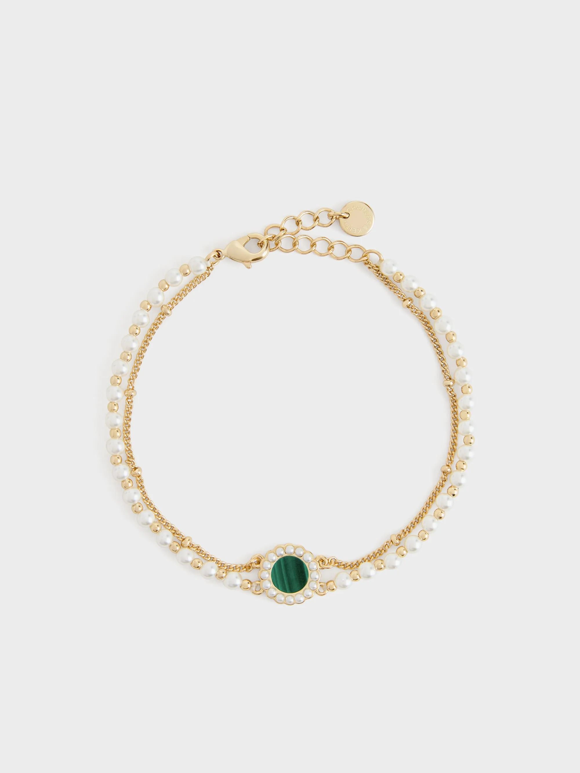 CHARLES & KEITH - Pearl & Gemstone Double-Chain Bracelet sold by Charles & Keith