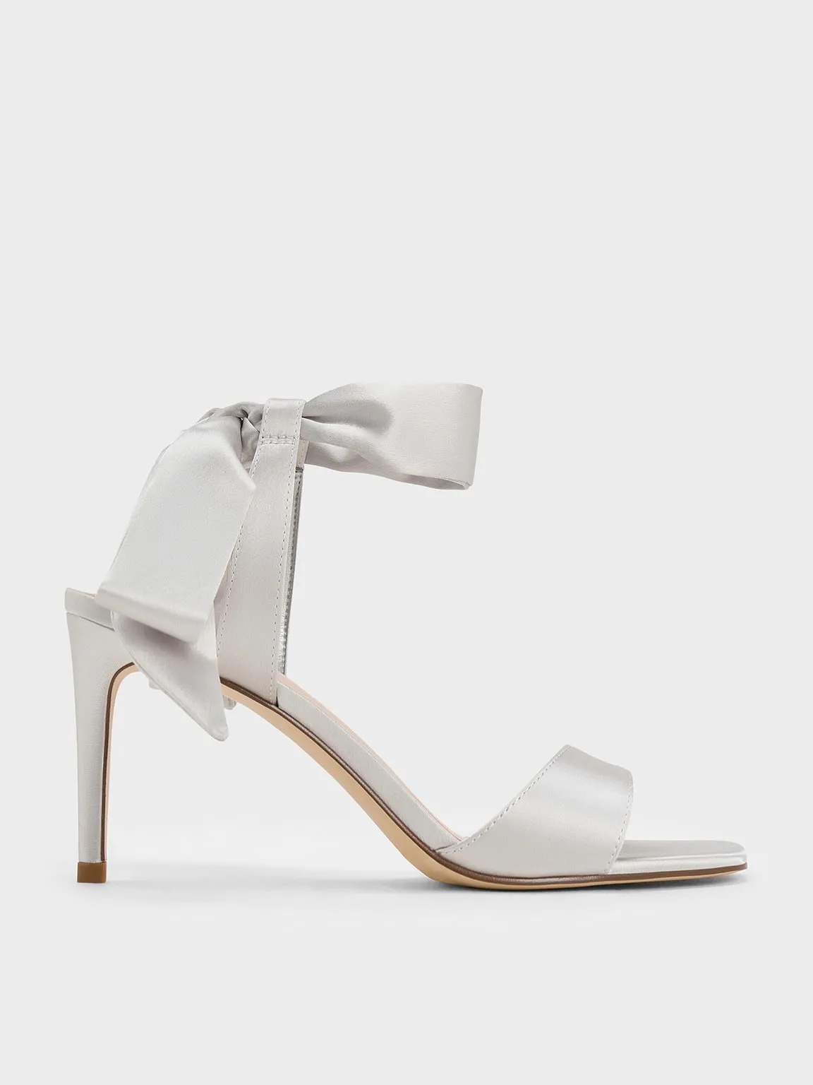 Charles & Keith - Eliana Satin Tie-Around Heeled Sandals sold by Charles & Keith