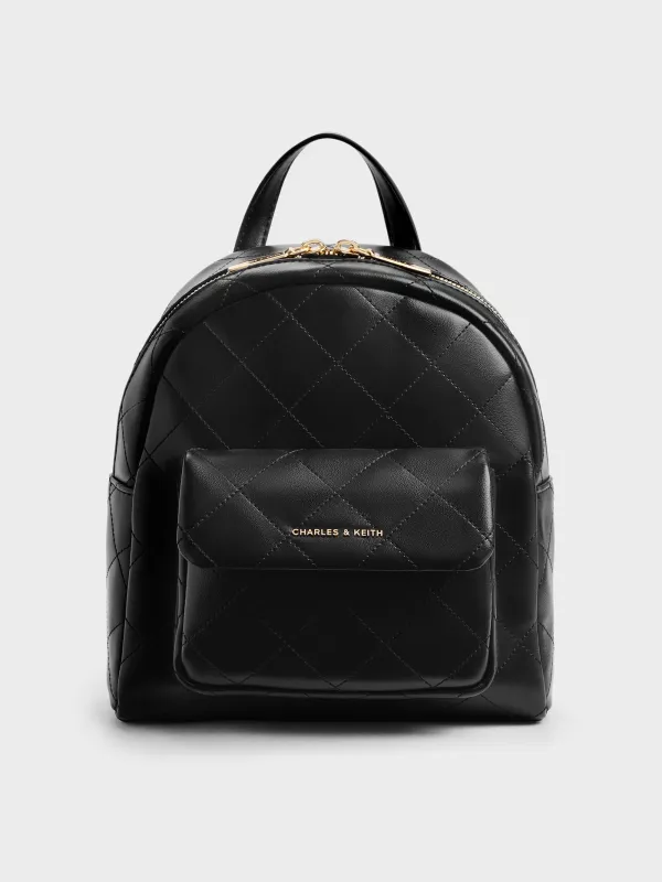 CHARLES & KEITH - Alva Quilted Front-Pocket Backpack made by Charles & Keith