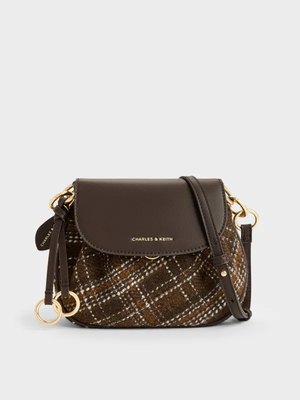 Charles & Keith - Britton Checkered Ruched Saddle Bag made by Charles & Keith