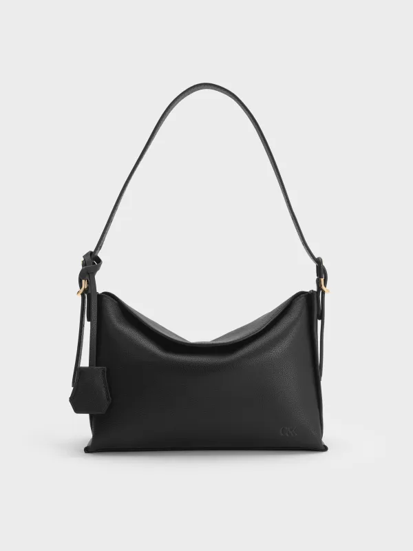 CHARLES & KEITH - Leather Top-Flap Hobo Bag made by Charles & Keith