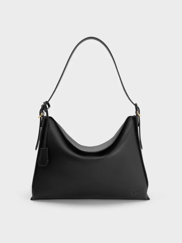 CHARLES & KEITH - Large Leather Top-Flap Hobo Bag made by Charles & Keith