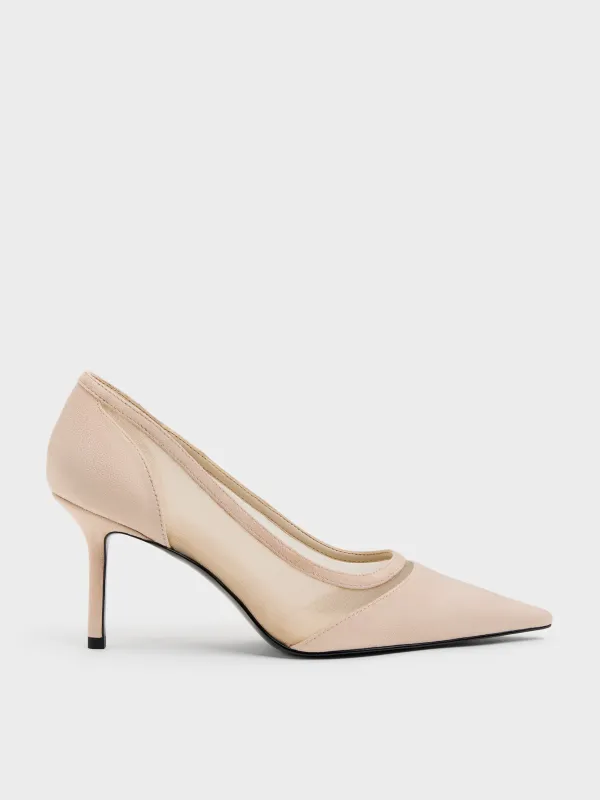 CHARLES & KEITH - Faux Suede & Mesh Pointed Pumps made by Charles & Keith
