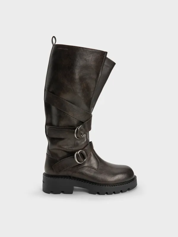 CHARLES & KEITH - Double-Strap Knee-High Boots made by Charles & Keith