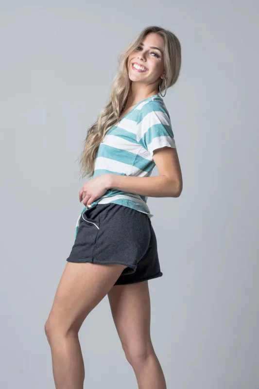 Women's Vintage V-Neck Stripe Tee sold by Fornia