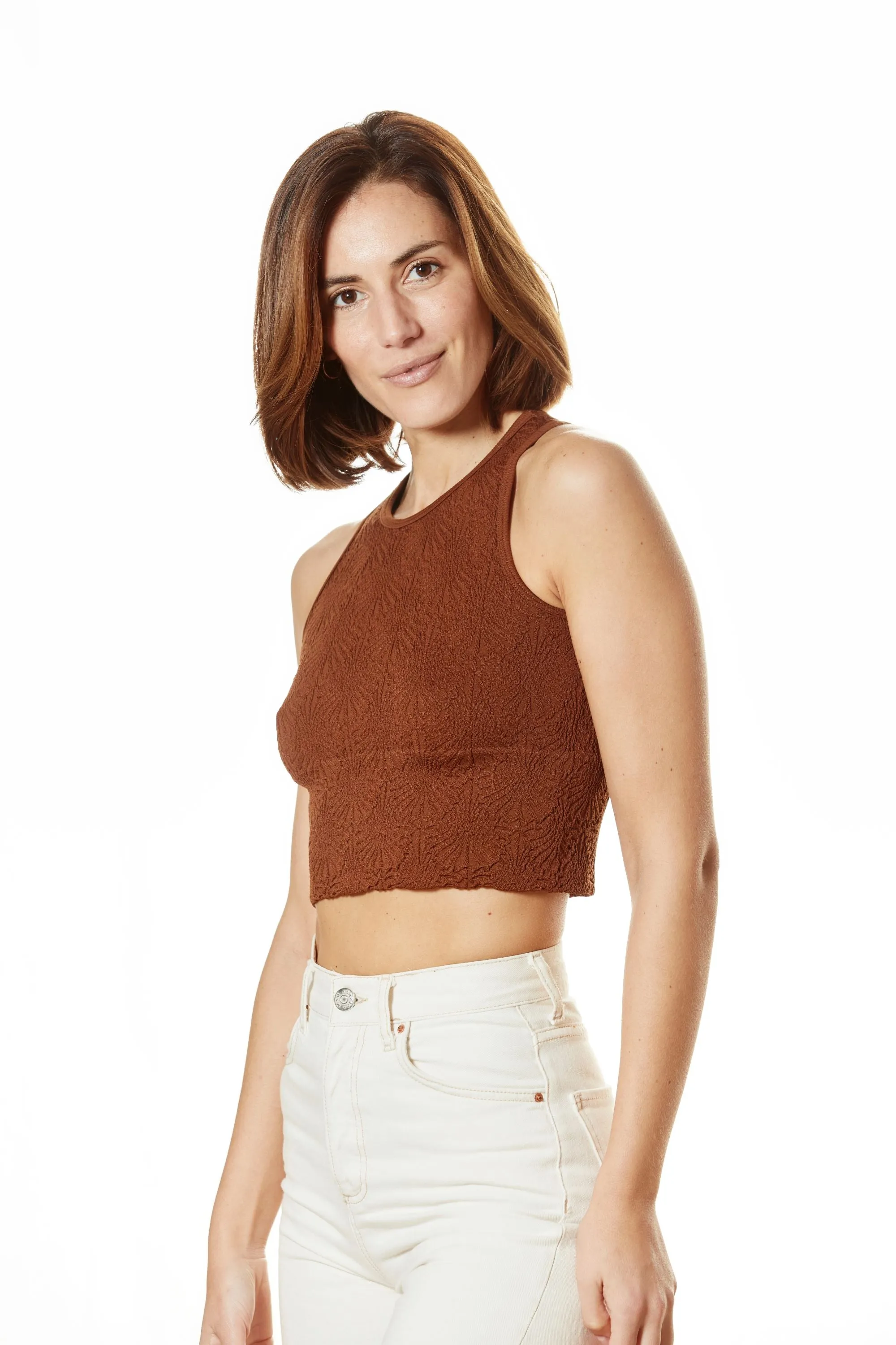 Women's Floral High Neck Crop Top sold by Fornia product image thumbnail 4