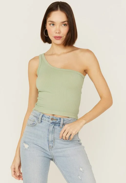 Women's Ribbed One Shoulder Top sold by Fornia