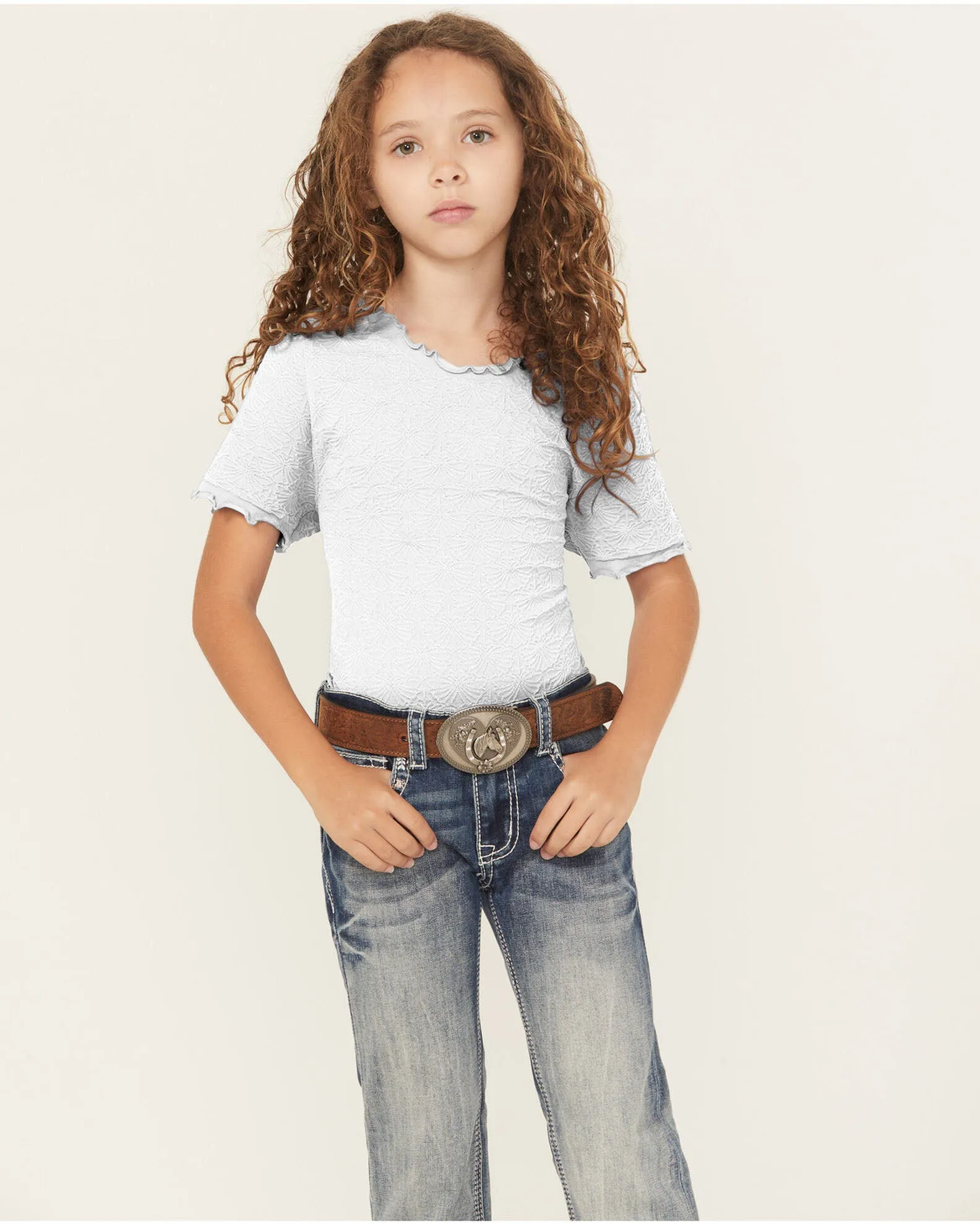 Girls' Seamless Jacquard Short Sleeve sold by Fornia