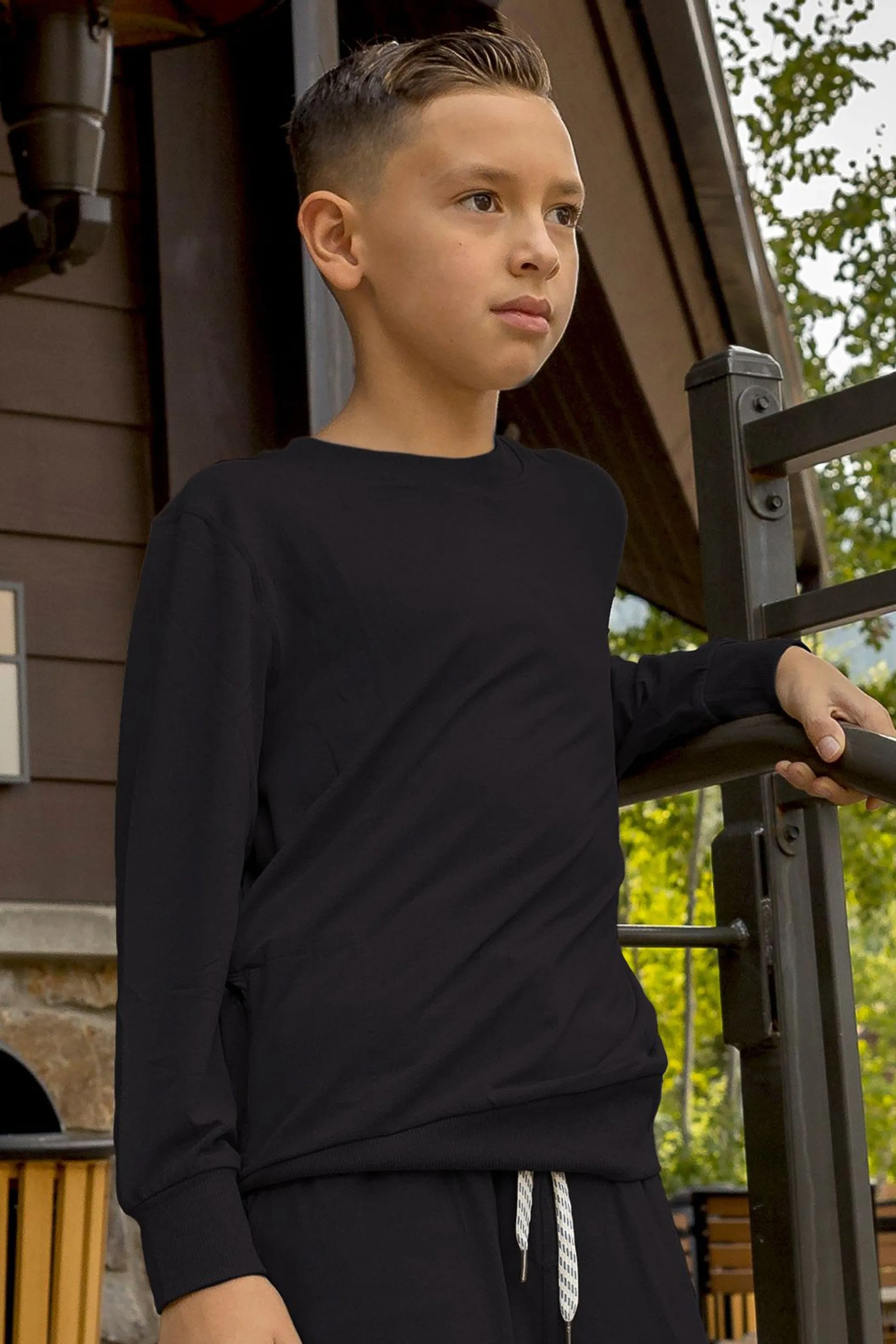Boys' Yoga Long Sleeve Crew sold by Fornia