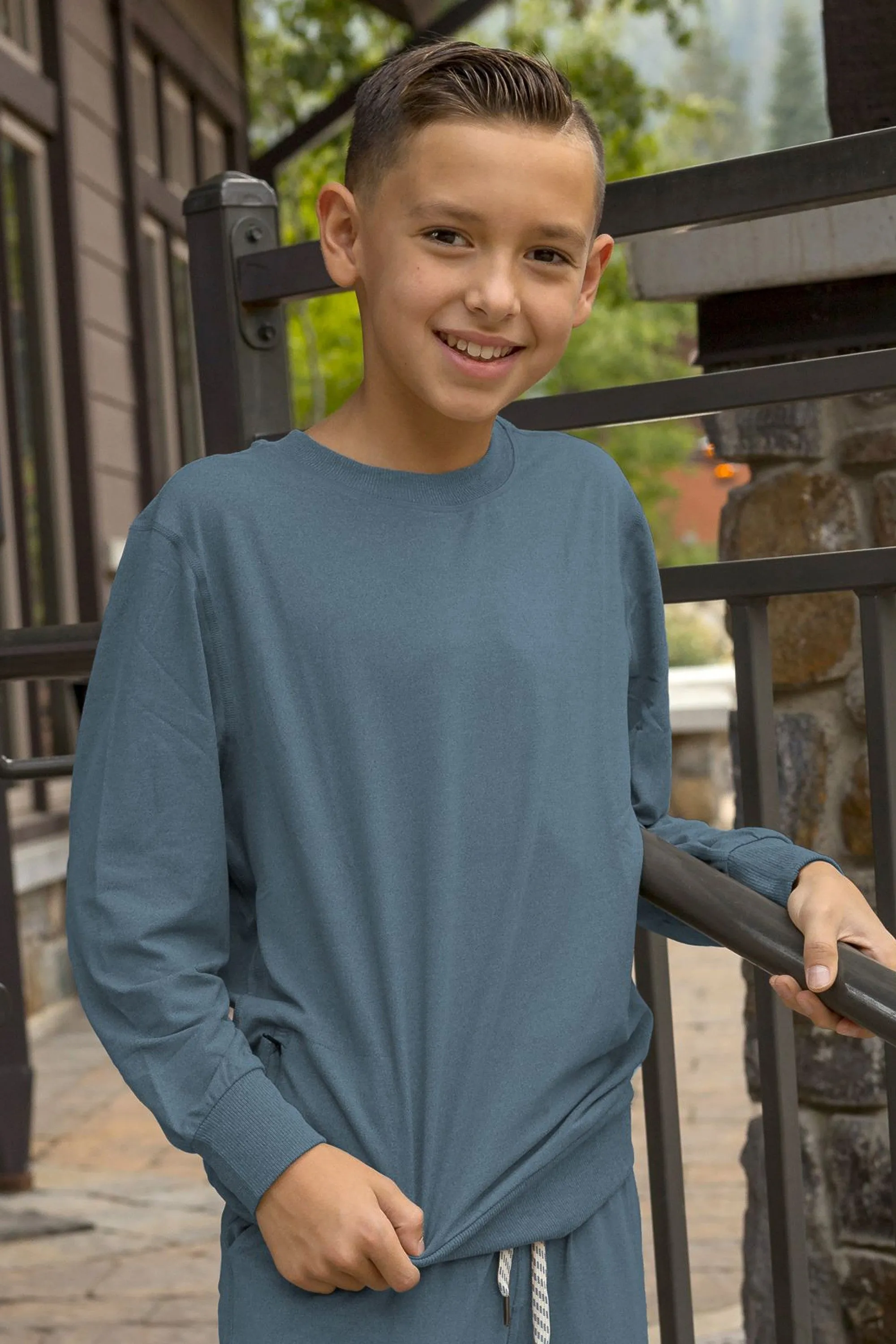 Boys' Yoga Long Sleeve Crew sold by Fornia product image thumbnail 2