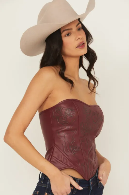 Women's Embossed Faux Leather Bustier sold by Fornia