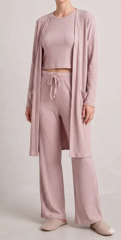 Ribbed Lounge 3 Piece Set (Tank+Pant+Cardigan) made by Fornia