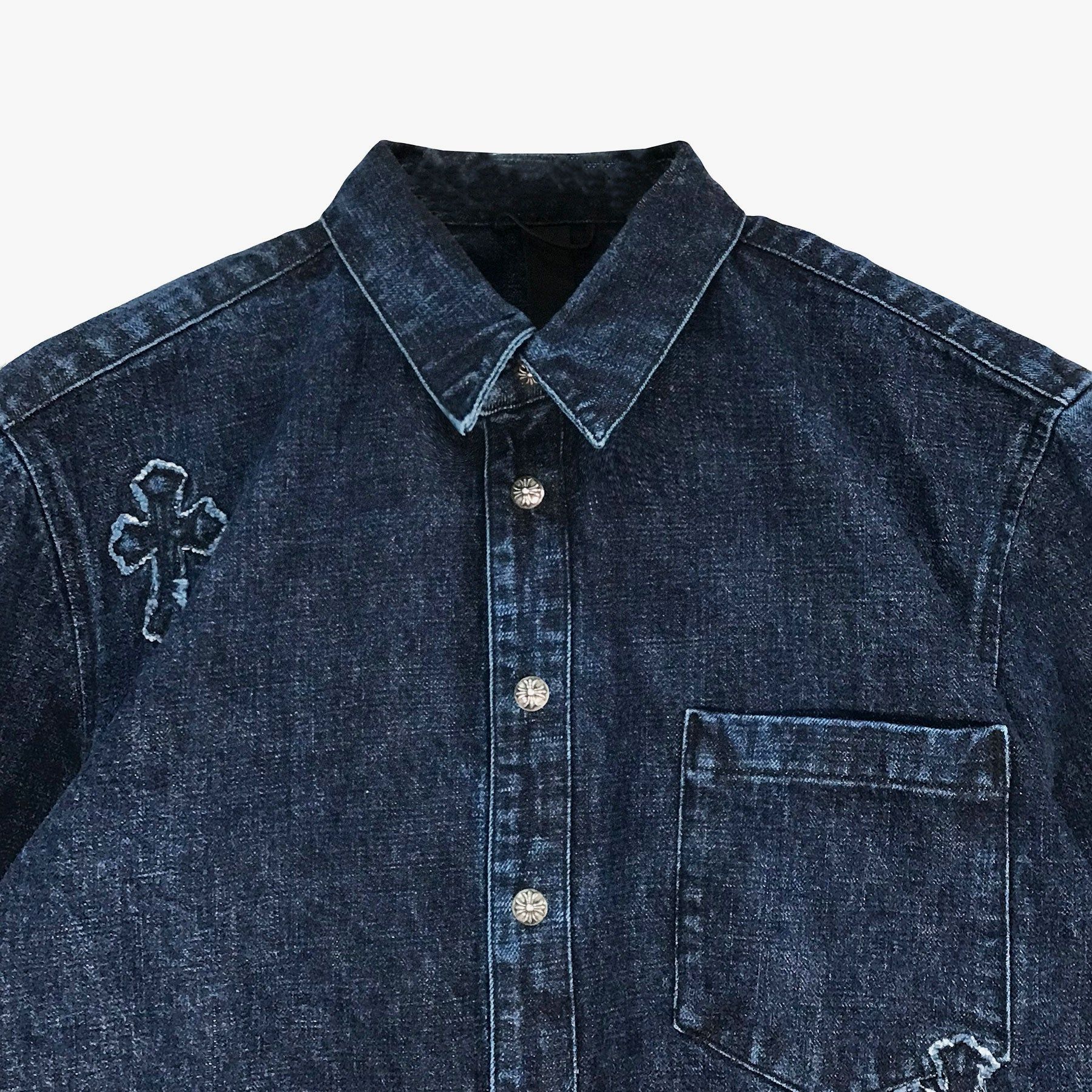 CHROME HEARTS Denim Cross Patch Shirt sold by Shengli Road Market product image thumbnail 3